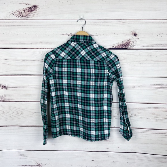 Check & Stripe Green Plaid Flannel Button Down Sz Small - Picture 4 of 5